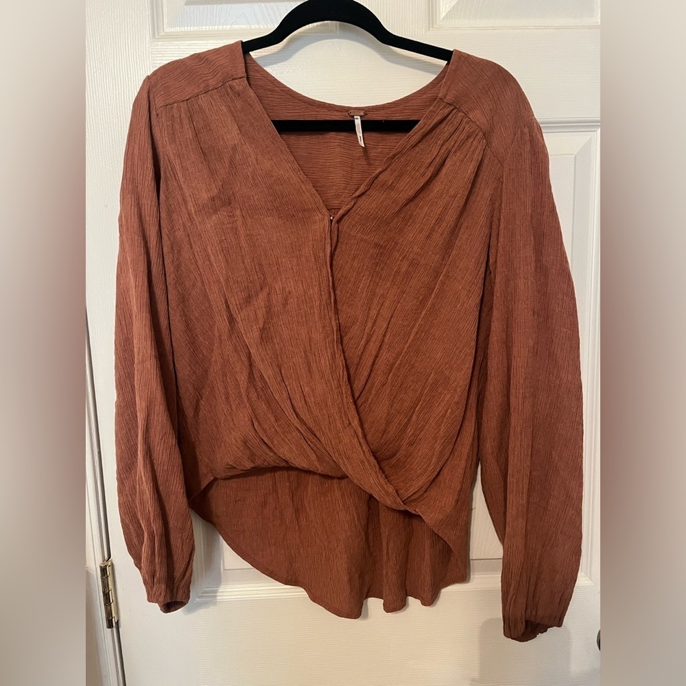 Free People Small Rust‎ Draped Blouse Boho Western